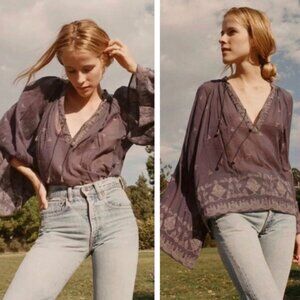 Doen Marigold Embroidered Blouse Top Shirt L Rare
